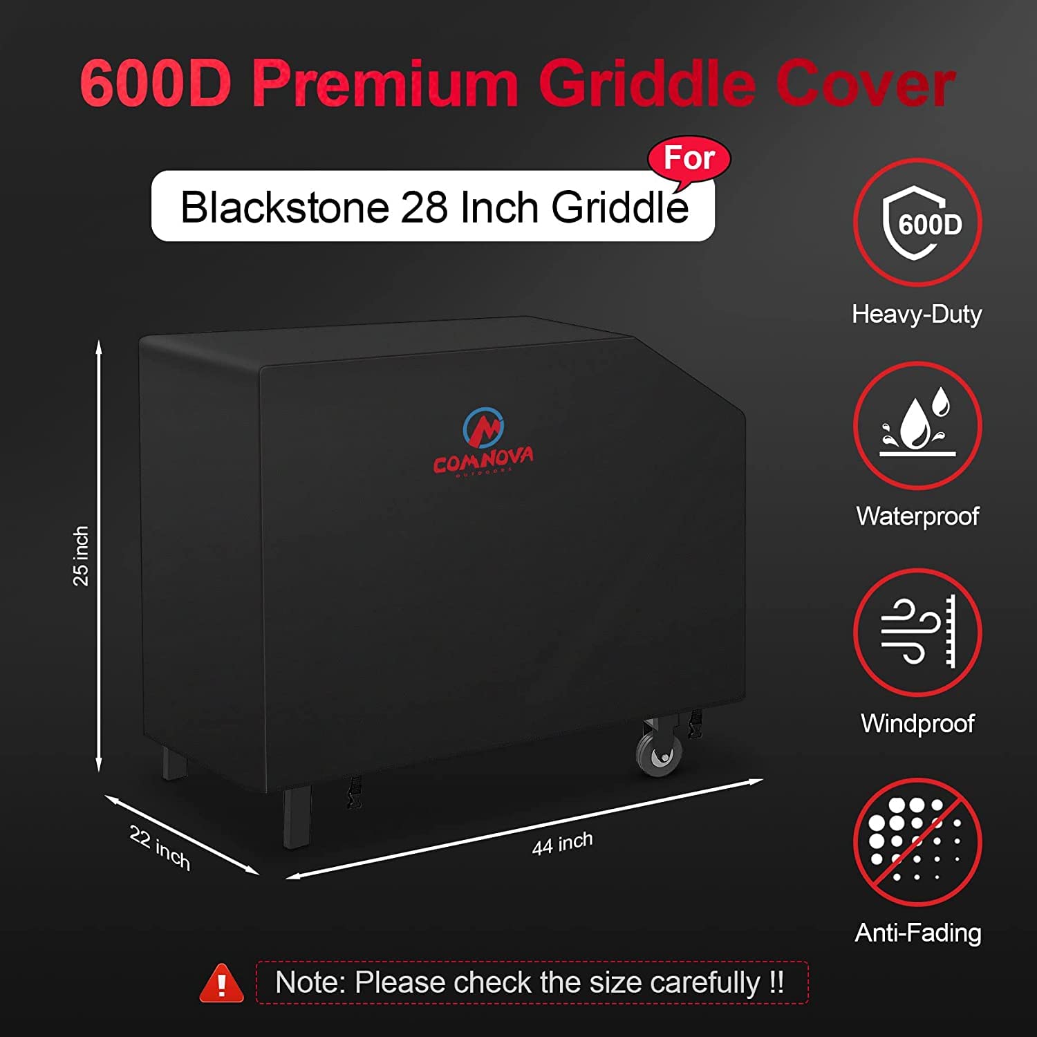 M COMNOVA OUTDOORS comnova griddle cover for Blackstone griddle 28 Inch - 600D Flat Top griddle cover for Blackstone 28 Single Shelf griddle Heavy 