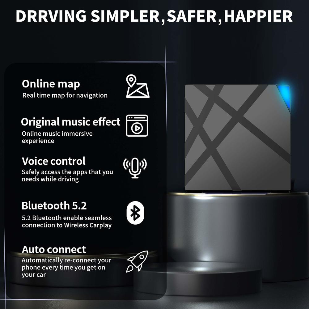Schmidt Spiele 5.0 Wireless CarPlay Adapter for All Factory Wired CarPlay Cars Wireless CarPlay Dongle Convert Wired to Wireless CarPlay QT04