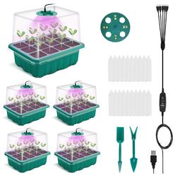NEWKITS Seed Starter Tray with Grow Light, Plant Germination Starter Kit Seed Starter kit with Humidity Dome and Base for Greenh