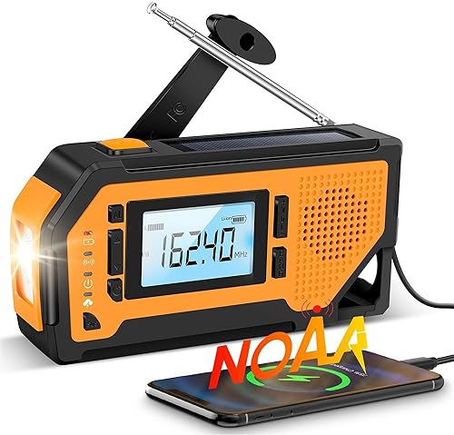 Aiworth Emergency Solar Hand Crank Radio - Aiworth Wind Up Battery Operated AM/FM/NOAA Weather Radio, Portable Survival Radio with LED F