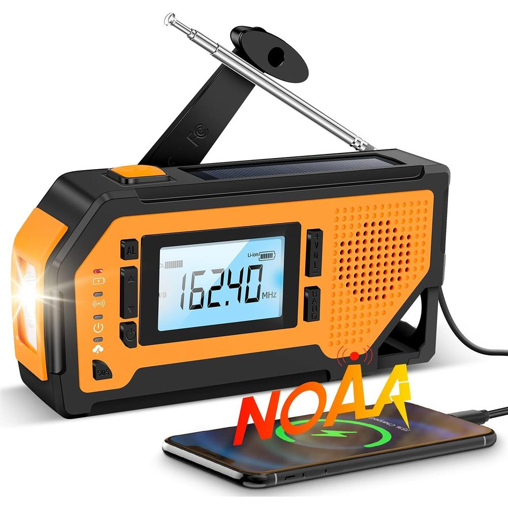 Aiworth Emergency Solar Hand Crank Radio - Aiworth Wind Up Battery Operated AM/FM/NOAA Weather Radio, Portable Survival Radio with LED F