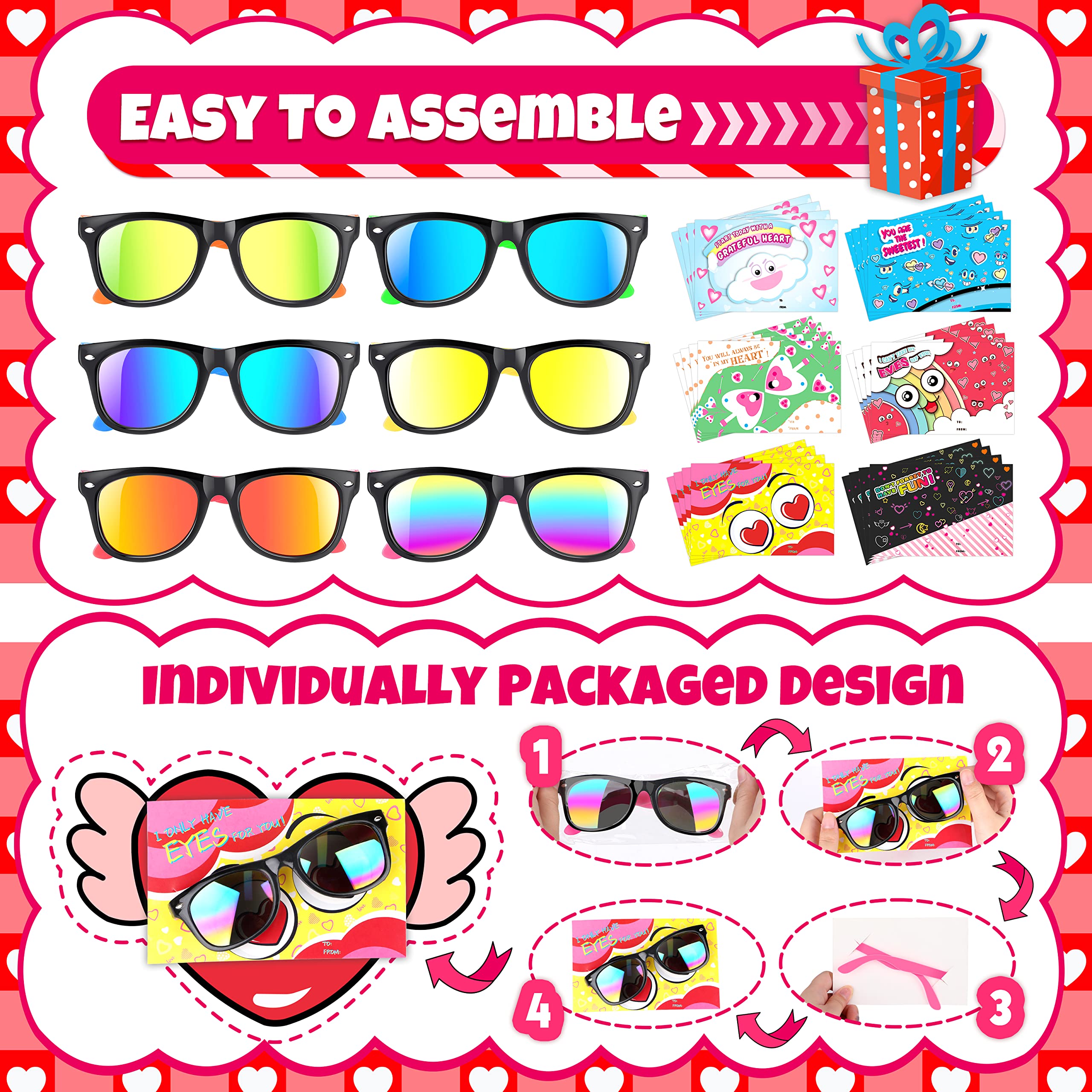 GIFTINBOX 24 Pack Kids Sunglasses Bulk, Easter Party Favors Sunglasses for Kids, Easter Basket Stuffers Easter Gifts for Kids, B