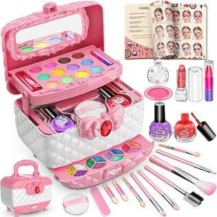 Hollyhi 42 Pcs Kids Makeup Kit for Girl, Washable Girls Makeup Kit