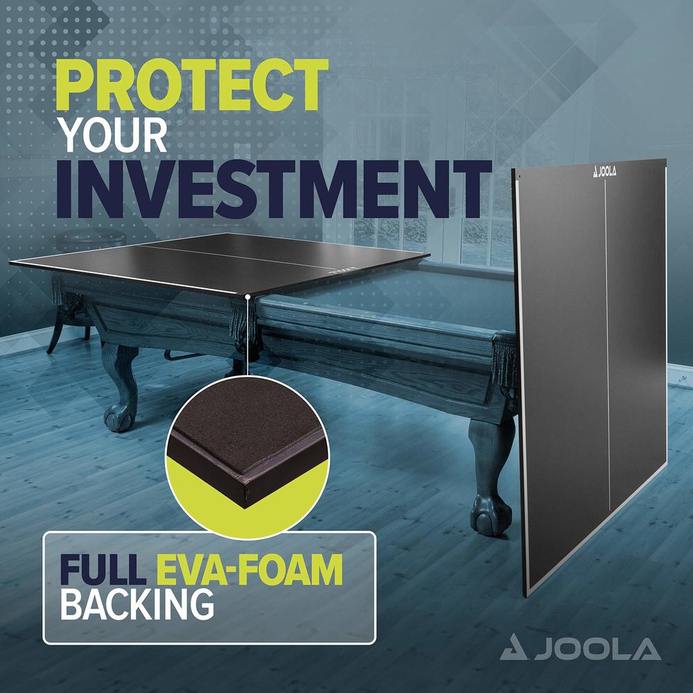JOOLA Regulation Table Tennis Conversion Top with Net Set - Full Sized MDF Ping Pong Table Top for Pool Table - Quick and Easy A