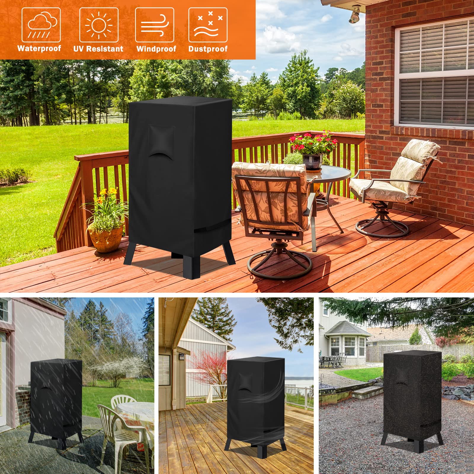i COVER iCOVER 40 inch Smoker Cover for Masterbuilt - 25.5" LX19 D X 40" H 600D Square Smoker Cover Water Proof Canvas Heavy Duty for Ma