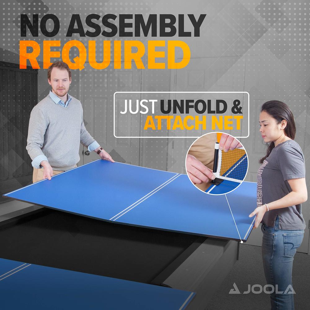JOOLA Tetra - 4 Piece Ping Pong Table Top for Pool Table - Includes Ping Pong Net Set - Full Size Table Tennis Conversion Top fo