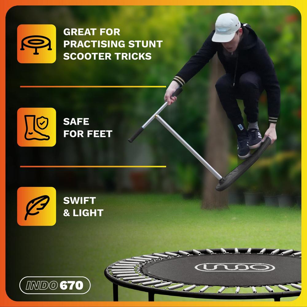 In Do The Trick Scooter The Indo 670 Trick Scooter - Trampoline Scooter - Practice Pro Scooter Tricks - Indoors Outdoors Tramp Scooter - Perfect Stunt S