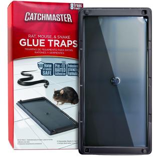 CATCHMASTER 1 Catchmaster Rat & Mouse Glue Traps 8Pk, Large Bulk Rat Traps  Indoor for Home, Pre-Scented Adhesive Plastic Tray for Inside House