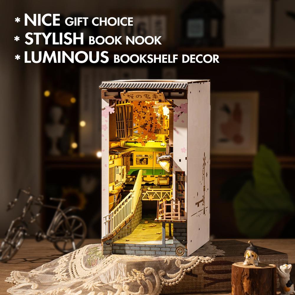 Rowood Book Nook Kit, Bookshelf Insert Decor Alley 3D Wooden Puzzle ...