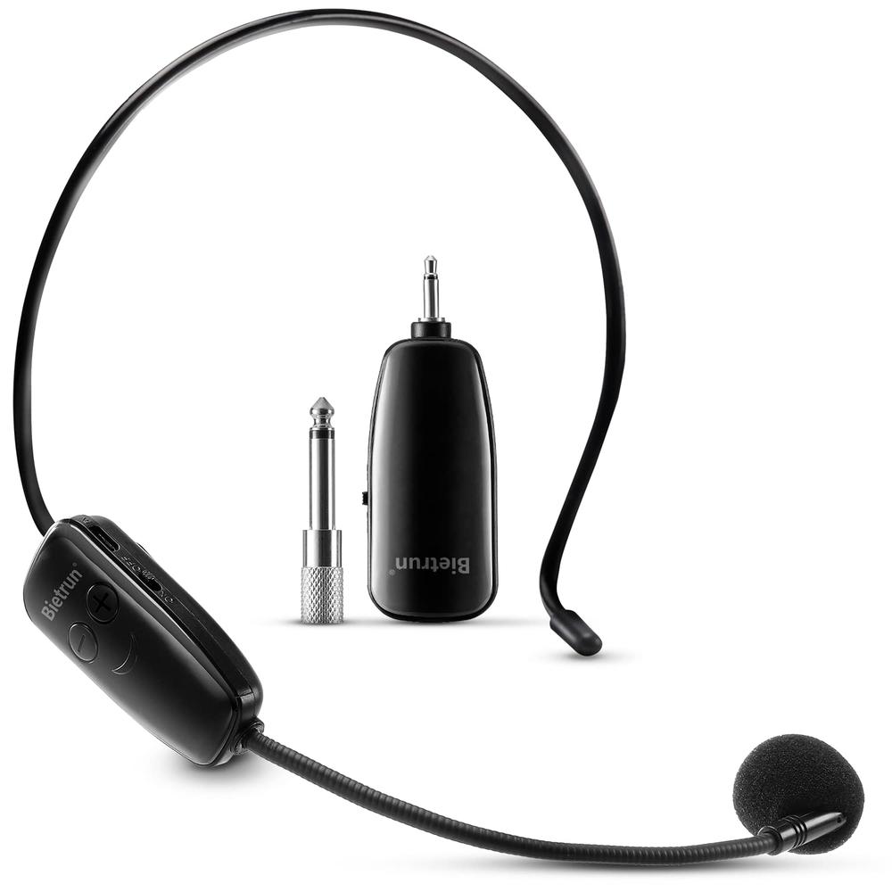 Bietrun Wireless Microphone Headset, UHF Wireless Headset Mic System, 160ft Range, Headset Mic and Handheld Mic 2 in 1, 18 and 14 Plug, 