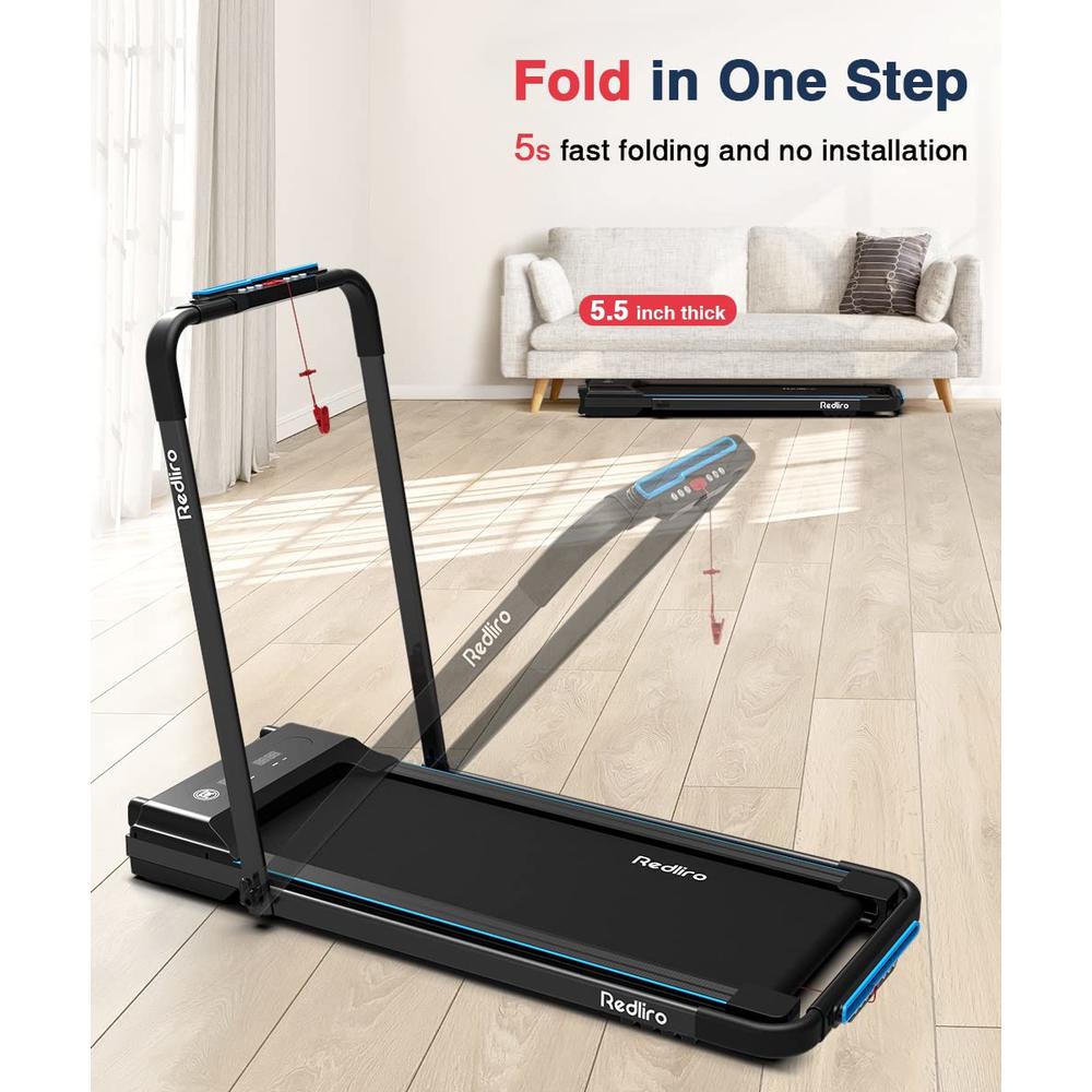 REDLIRO Under desk treadmill, 2 In 1 Motorized Portable foldable, Compact Fold Up walking Pad, Sturdy Folding treadmill for Smal