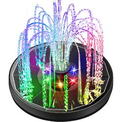 Yzert 3.5W Solar Fountain with Lights Full Glass Panel, Solar Bird Bath Fountains with 8 Nozzles & 4 Fixed Rods, Floating Solar