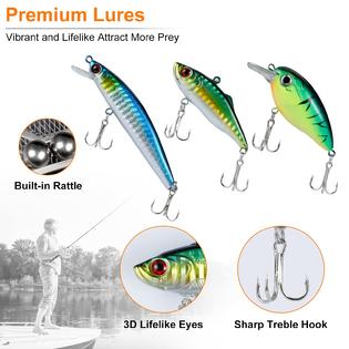 PLUSINNO 108PCS Fishing Accessories Kit Including Crankbaits, Spinnerbaits, Plastic Worms, Topwater Lures, Fishing Hooks, Fishin PLUSINNO 108PCS Fishing Accessories Kit Including Crankbaits, Spinnerbaits, Plastic Worms, Topwater Lures, Fishing Hooks, Fishin