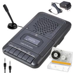 Deluxe Products Portable Cassette Player Tape Recorder. Record to Cassettes via Mic or Aux in. Built-in Speaker to Listen to Cas