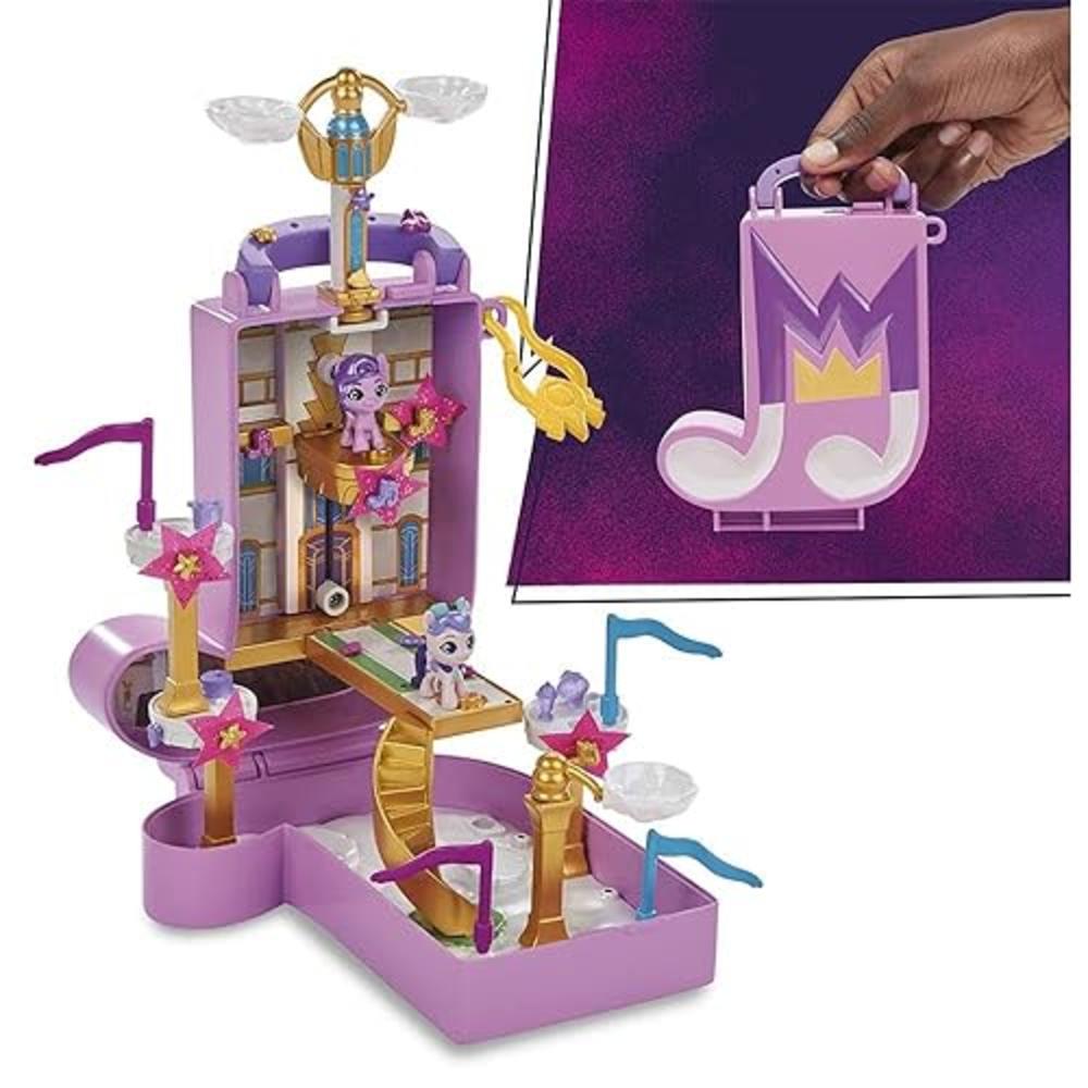 My Little Pony Mini World Magic Compact Creation Zephyr Heights Toy, Buildable Playset with Princess Pipp Petals Pony for Kids A