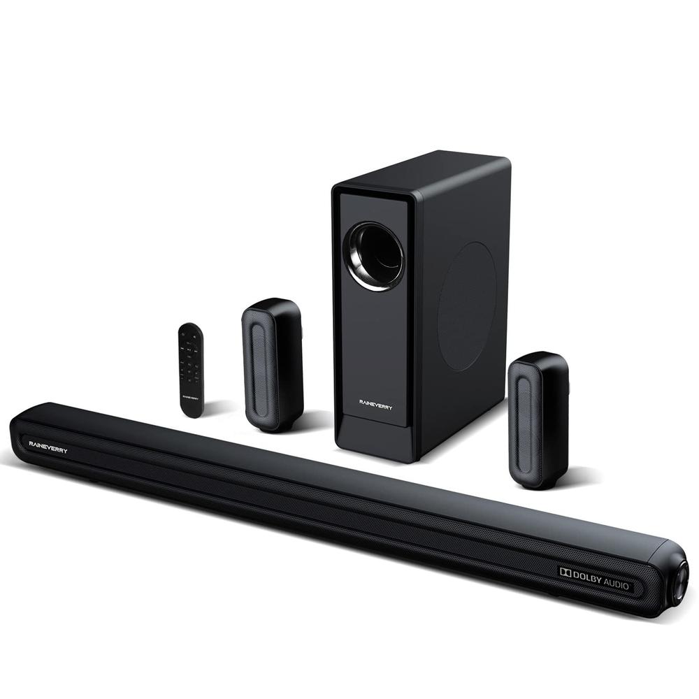 RAINEVERRY 5.1 CH Surround Sound Bar System with Dolby Audio, Sound Bars, Wireless Subwoofer & Rear Speaker, Dolby Digital Plus, Bluetooth 