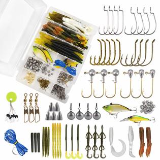 MadBite Species Tackle Kits, 187 pcs Bass Fishing Lures, Hooks, Soft  Plastic Fishing Baits, Terminal Tackle