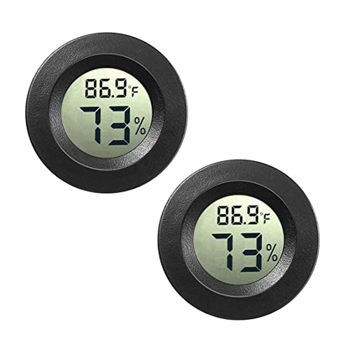 JEDEW 2-Pack Mini Hygrometer Thermometer Digital LCD Monitor Indoor/Outdoor Humidity Meter Gauge Temperature for Humidifiers Deh