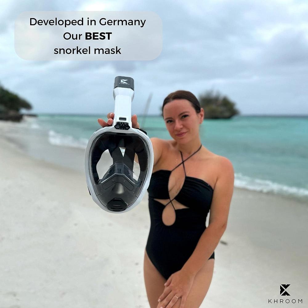 Khroom Full Face Snorkel Mask Adults | Designed in Germany | Premium Snorkeling Gear | Our Best Snorkel Mask | Panoramic Snorkel
