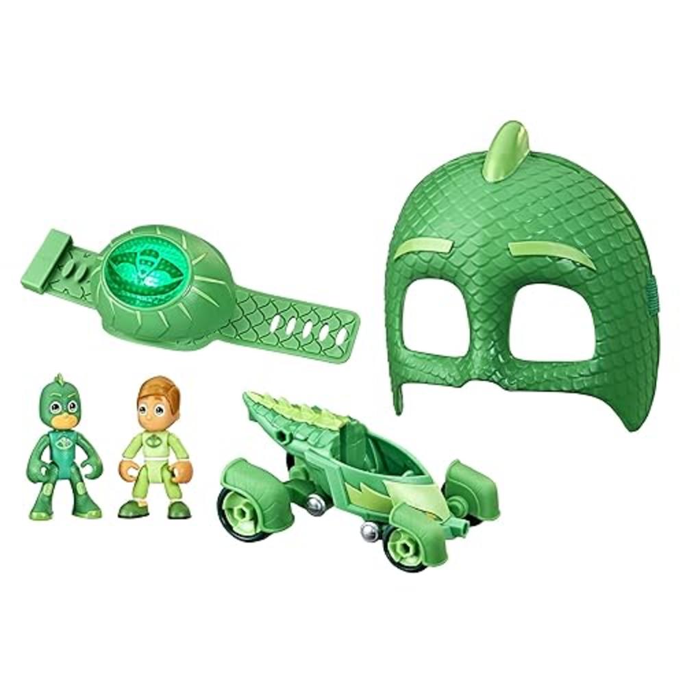 PJ Masks Gekko Power Pack Preschool Toy Set with 2 PJ-Masks-Action-Figures, Vehicle, Wristband, Costume Mask, Kids 3+ Years