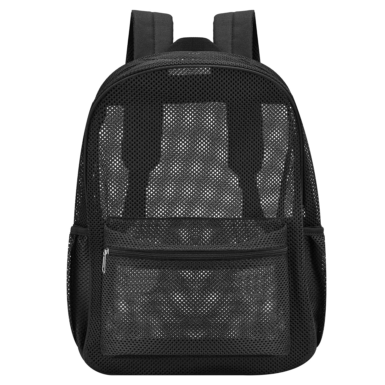 USPECLARE Heavy Duty Semi-Transparent Mesh Backpack, See Through College Student Backpack, Mesh Bookbag for Beach, Camping, Spor