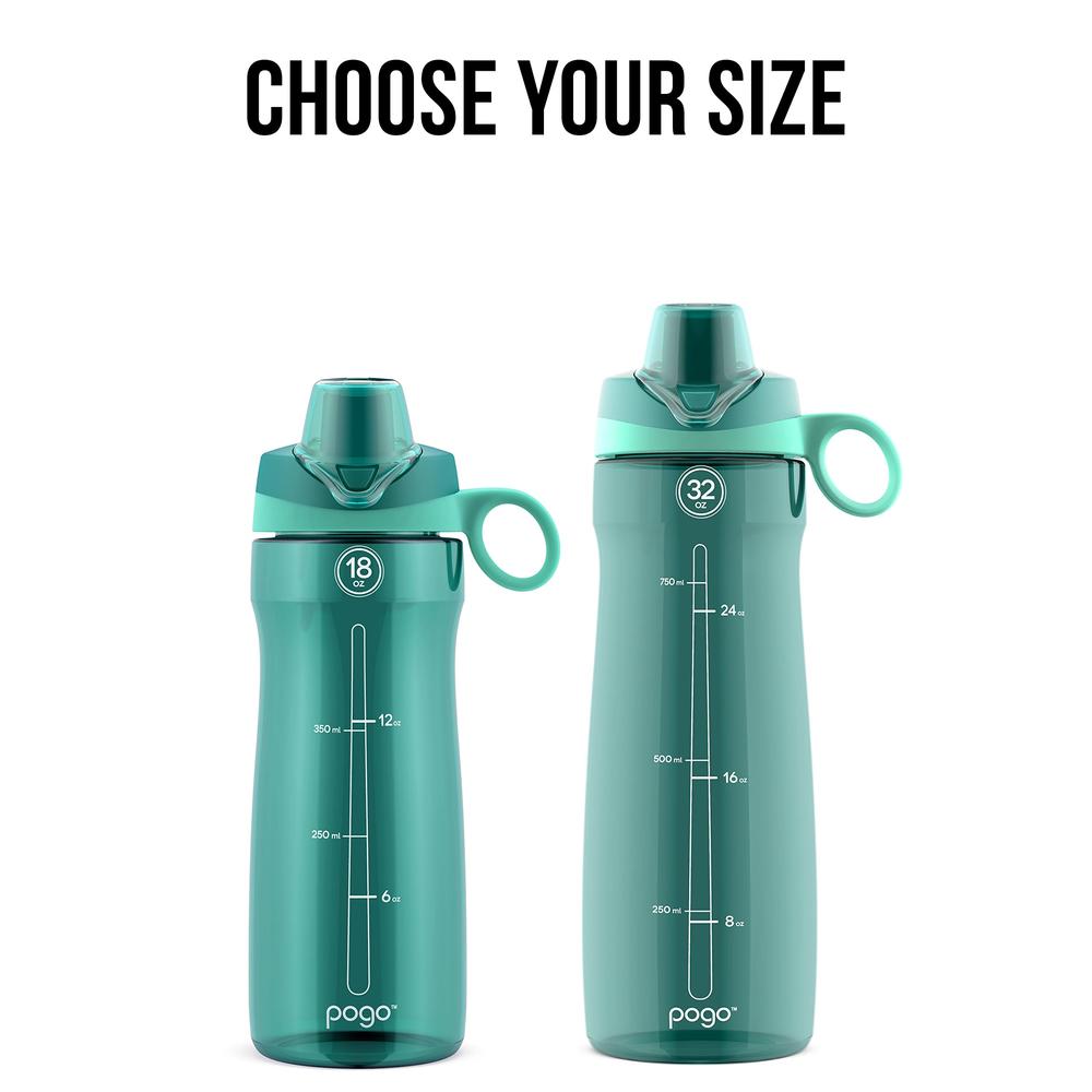 Pogo BPA-Free Plastic Water Bottle with Chug Lid, 32 Oz, Quetzal Teal