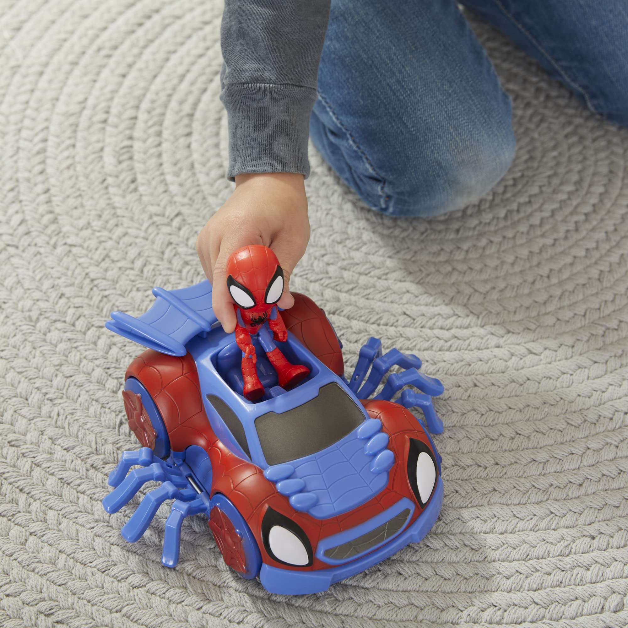 Spidey and His Amazing Friends Marvel Change 'N Go Web-Crawler and Spidey Action Figure, 2-in-1 Vehicle, 4-Inch , for Kids Ages