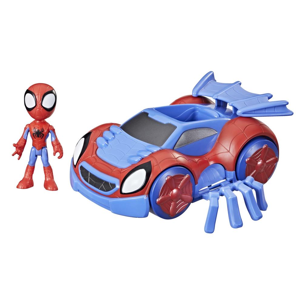 Spidey and His Amazing Friends Marvel Change 'N Go Web-Crawler and Spidey Action Figure, 2-in-1 Vehicle, 4-Inch , for Kids Ages