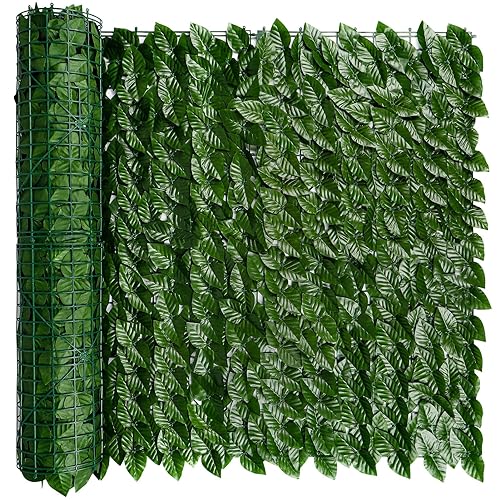 i COVER iCover Artificial Ivy Privacy Fence Screen, 39x98in Strengthened Joint Prevent Leaves Falling Off, Faux Hedge Panels Greenery Vi