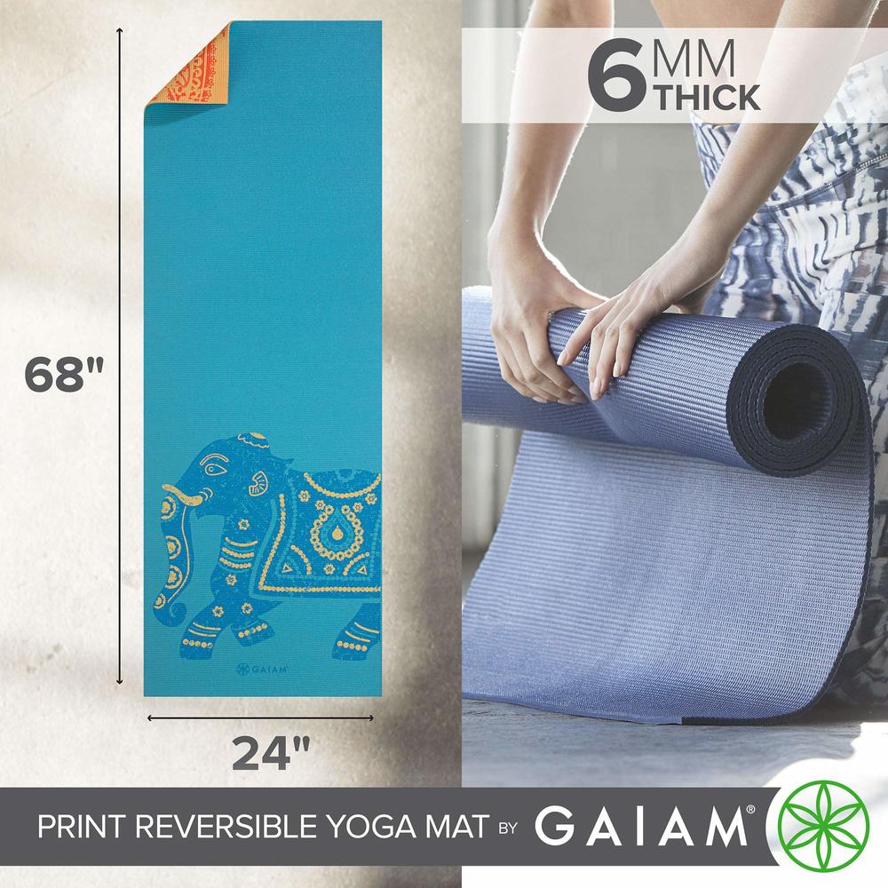 Gaiam Yoga Mat Premium Print Reversible Extra Thick Non Slip Exercise & Fitness Mat for All Types of Yoga, Pilates & Floor Worko