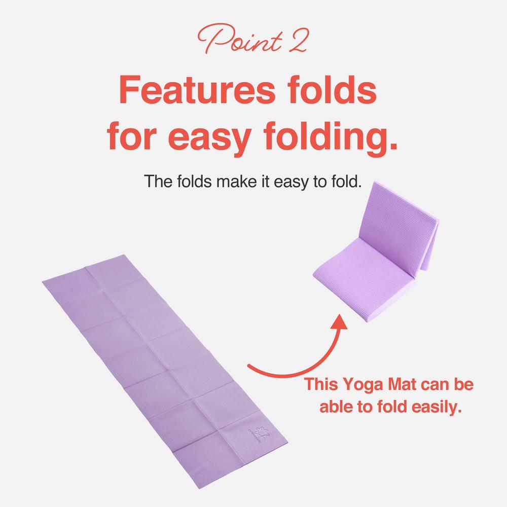 Primasole Folding Yoga Travel Pilates Mat Foldable Easy to carry to class Beach Park Travel Picnics 4mm thick Quartz Purple colo