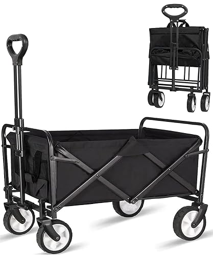 iHomey Collapsible Foldable Wagon, Beach Cart Large Capacity, Heavy Duty Folding Wagon Portable, Collapsible Wagon for Sports, Shopping