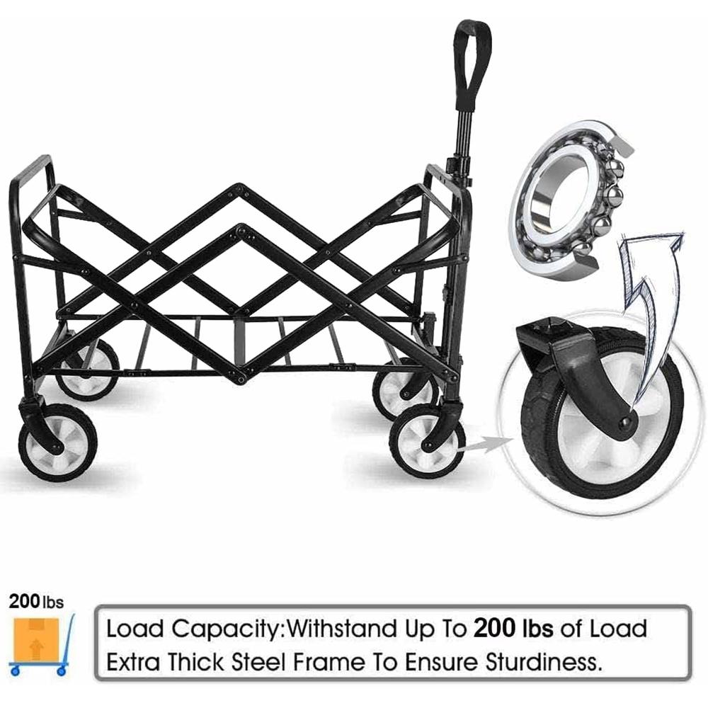 iHomey Collapsible Foldable Wagon, Beach Cart Large Capacity, Heavy Duty Folding Wagon Portable, Collapsible Wagon for Sports, Shopping