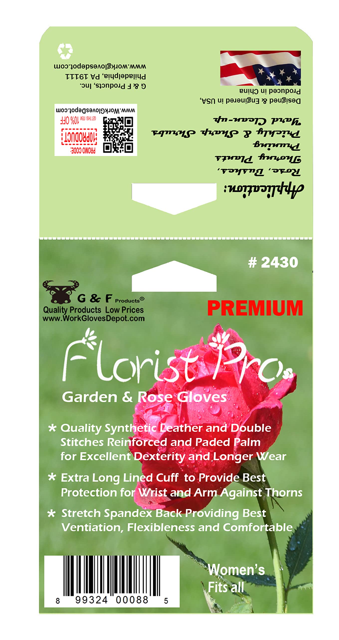 G & F Products 2430M Florist Pro Long Sleeve Rose gardening Gloves, Thorn Resistant Garden Gloves, Rose Pruning Gloves - Women f