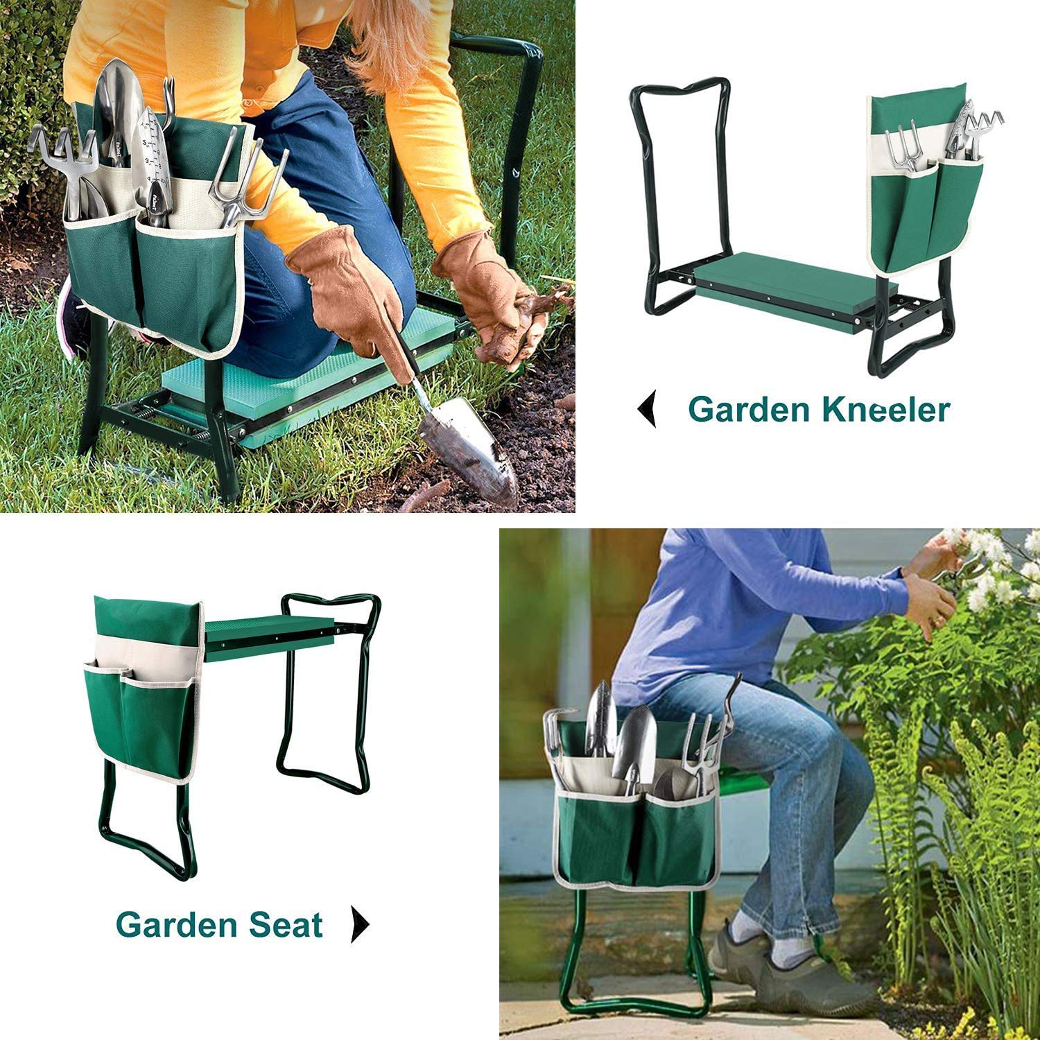 BESTHLS Garden Kneeler and Seat - Heavy Duty Folding Stool for Gardening, Protects Knees and Back, Supports up to 330 lbs - Grea