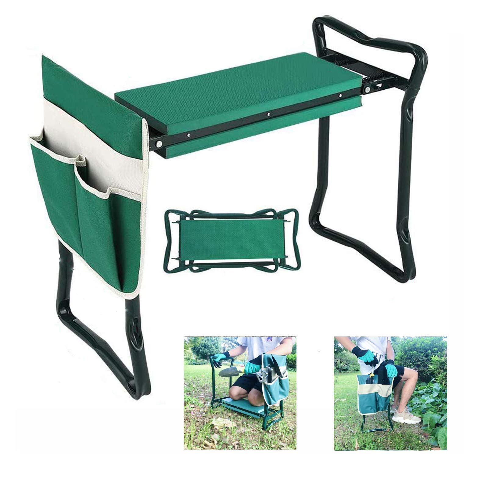 BESTHLS Garden Kneeler and Seat - Heavy Duty Folding Stool for Gardening, Protects Knees and Back, Supports up to 330 lbs - Grea