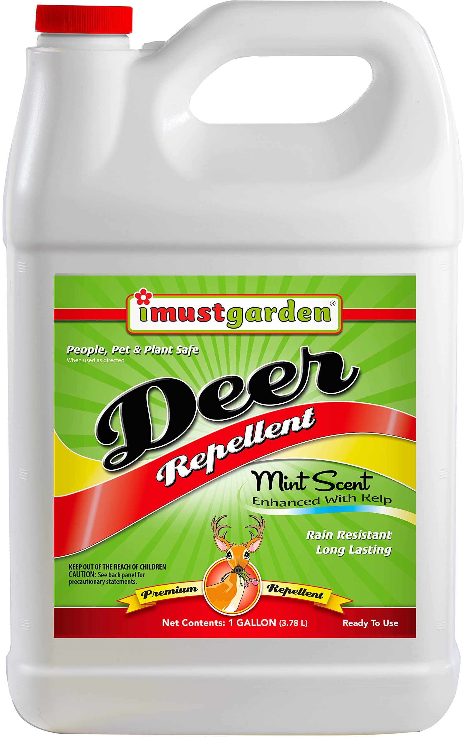 IMUSTGARDEN I Must Garden Deer Repellent: Mint Scent Deer Spray for Gardens & Plants - Natural Ingredients - 1 Gallon Ready to Use Refill