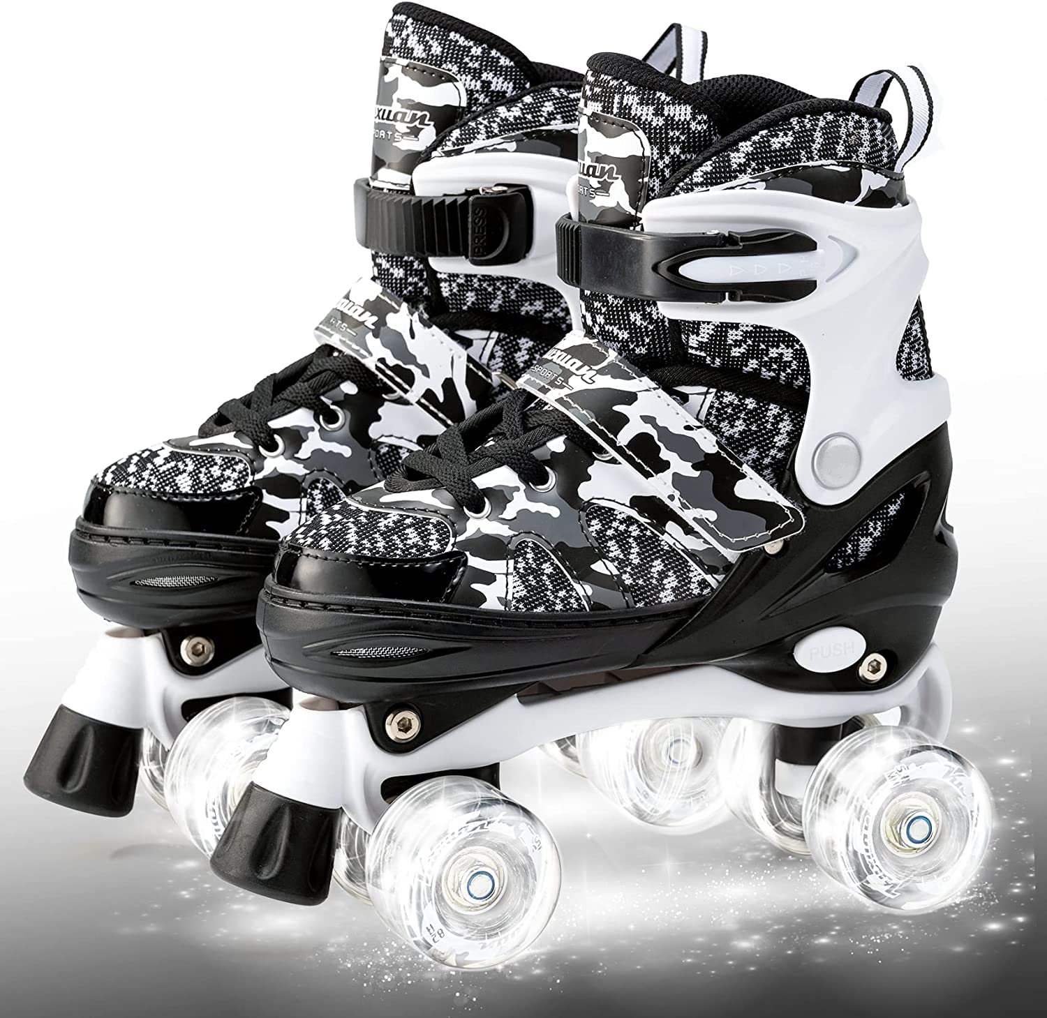 Kuxuan Skates Boys and Girls Adjustable Roller Skates with Light up Wheels, Fun Illuminating Skate for Kids Youth