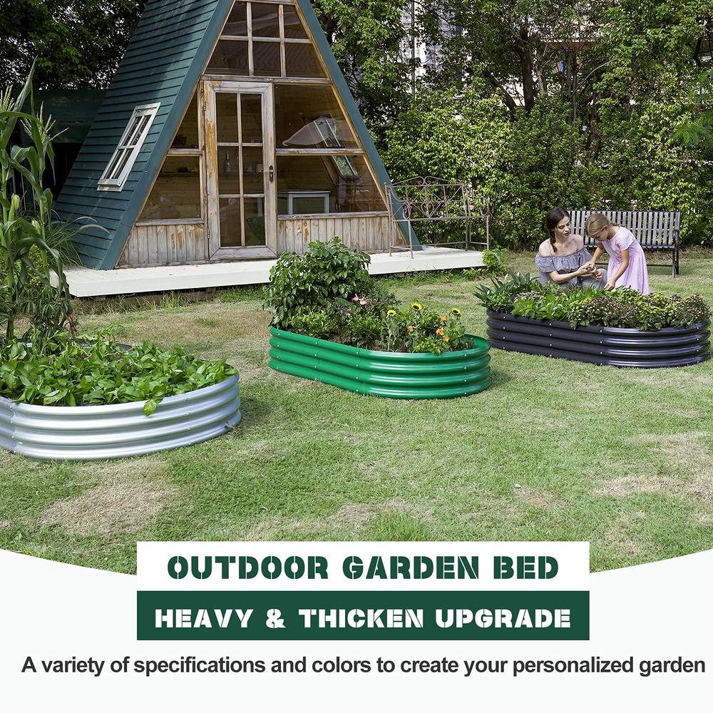 Land Guard 2Pcs Galvanized Steel Raised Garden Bed，8×4×1 ft Large Metal Raised Planter Beds, Aluminum Raised Garden Bed for Vege