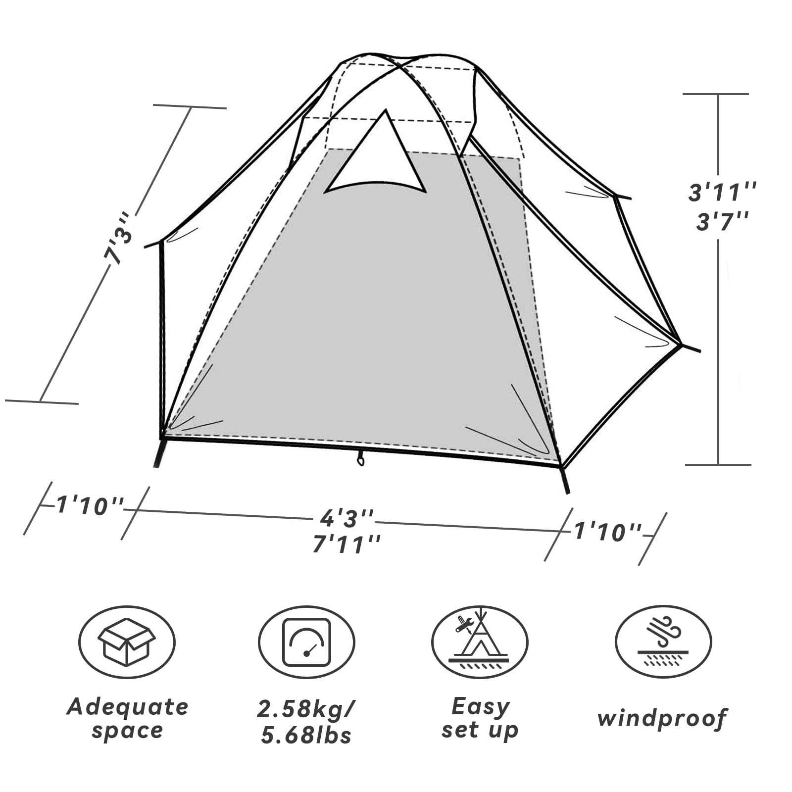 Forceatt Camping Tent-2 Person Tent, Waterproof & Windproof. Lightweight Backpacking Tent, Easy Setup, Suitable for Outdoor and