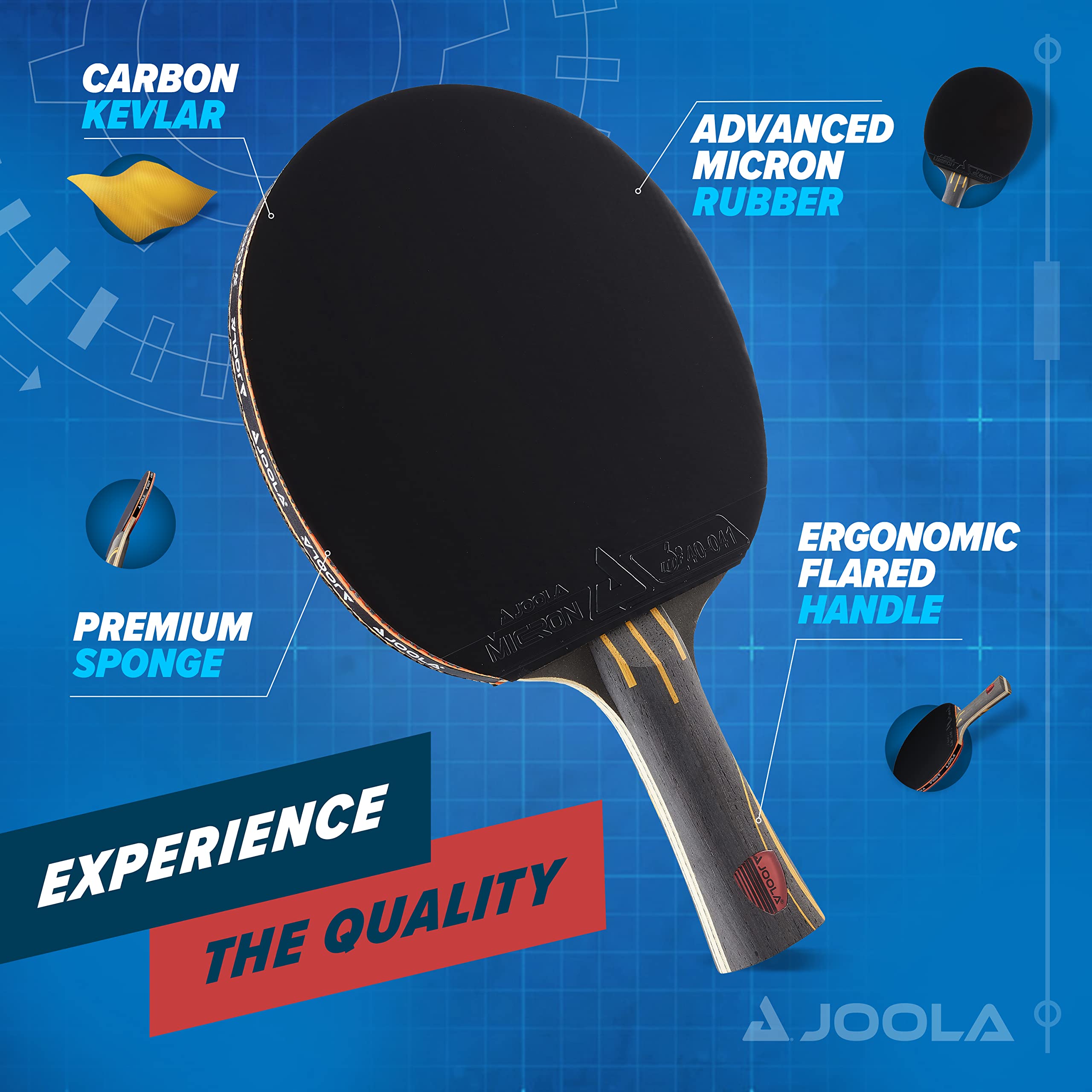 JOOLA Infinity Overdrive - Professional Performance Ping Pong Paddle with Carbon Kevlar Technology - Black Rubber on Both Sides