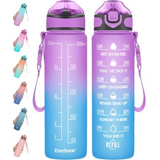 Enerbone 32 oz Water Bottle with Times to Drink and Straw, Motivational  Drinking Water Bottles with Carrying Strap, Leakproof BP
