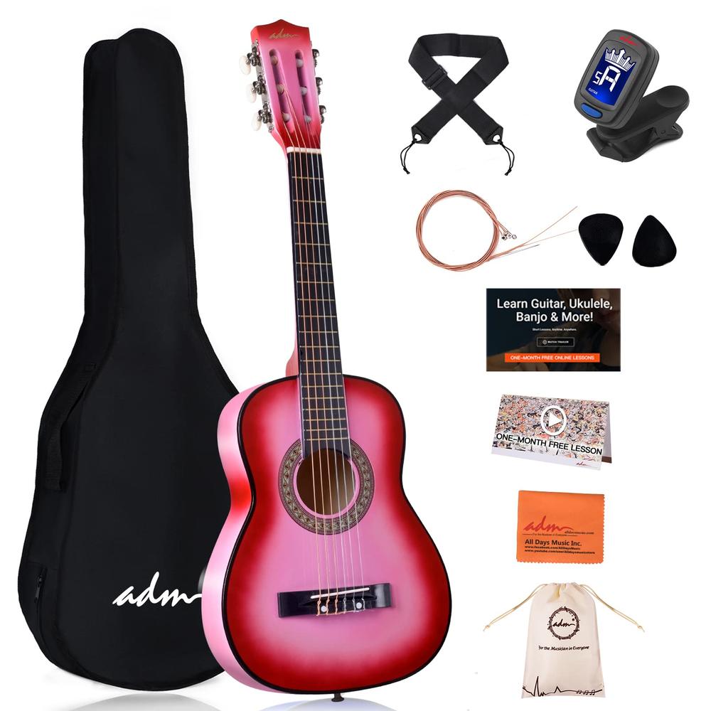 ADM Beginner Acoustic Classical Guitar 30 Inch Nylon Strings Wooden Guitar Bundle Kit for Kid Boy Girl Student Youth Guitarra Fr