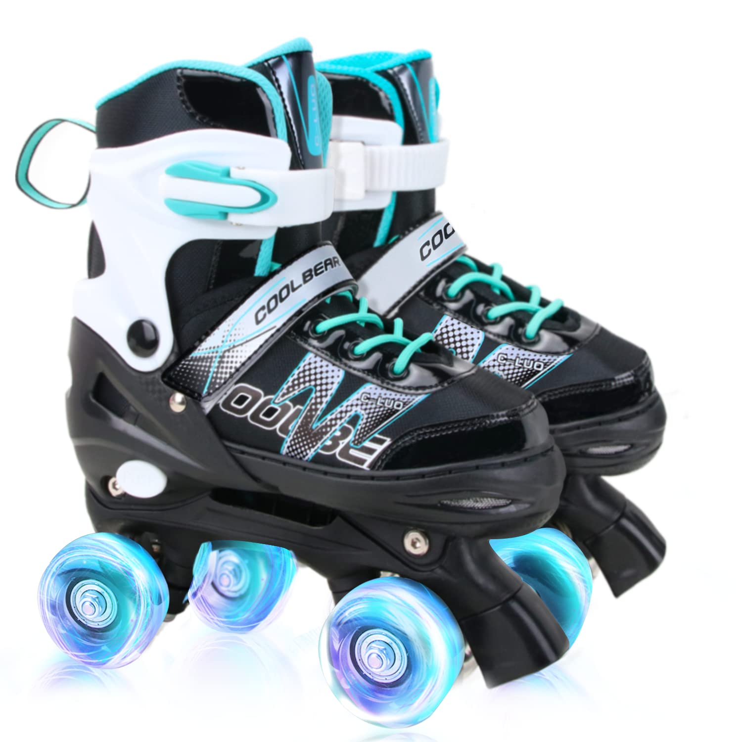 Adjustable Kids Roller Skates With Light Up Wheels - Sizes For Ages 3-12, 8 Glowing Wheels For Indoor/Outdoor Fun