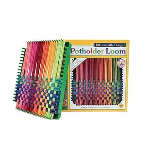 Harrisville Designs Friendly Loom 7 Potholder Kit Green Metal Loom and  Bright Rainbow Color Cotton Loops