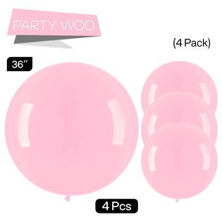 PartyWoo Pastel Pink Balloons, 4 pcs 36 Inch Large Pink Balloons, Big Baby  Pink Balloons for