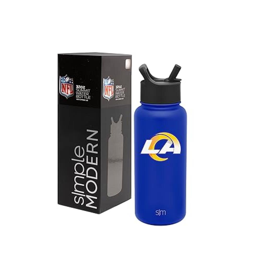 Simple Modern Officially Licensed NFL Los Angeles Rams Water Bottle with Straw Lid | Vacuum Insulated Stainless Steel 32oz Therm