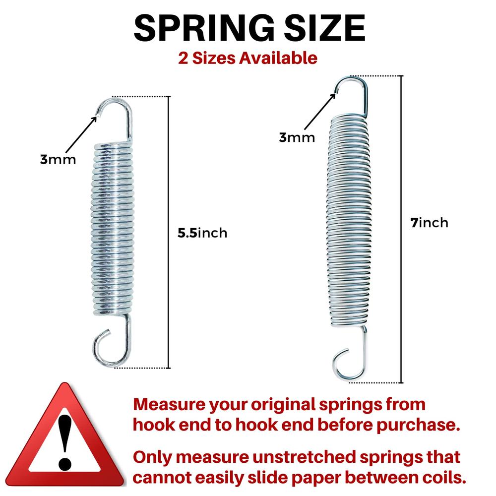 TreeLen 7 Inch Trampoline Springs for 15FT 16FT Trampoline, Heavy Duty Replacement Trampoline Spring, Galvanized Steel Spring with Pulle