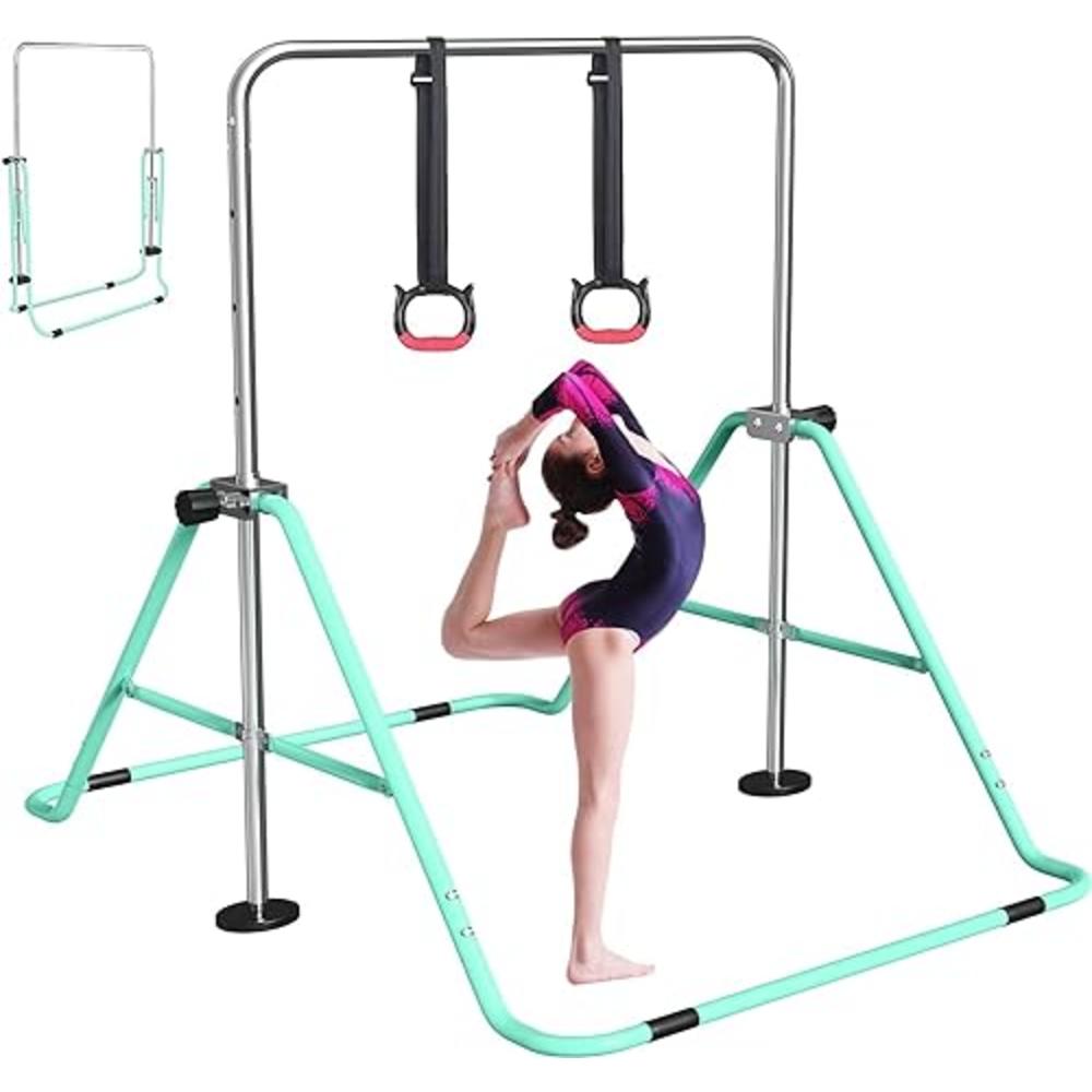 FBSPORT Gymnastics Bar for Kids，Adjustable Height Gymnastic Horizontal Bars,Junior Training Bar Children Folding Training Monkey