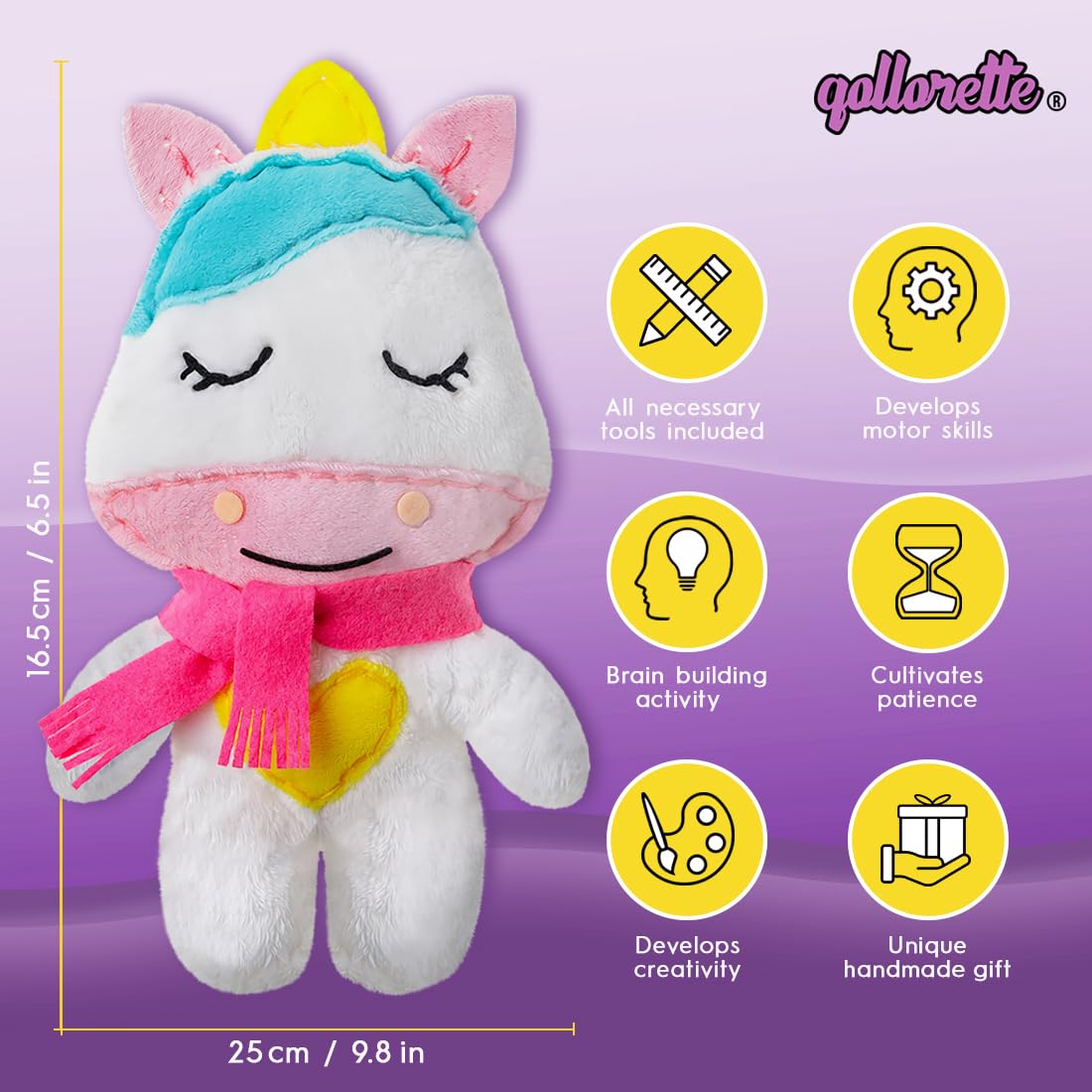 qollorette Fur Sewing Kit for Children, Sew Your Own Unicorn Toy Kids'  Craft Kit - Sewing Kit for Kids, Learn to Sew & Play